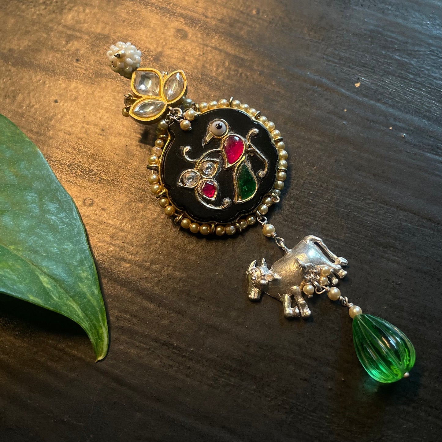 BLACK JADE BROOCH