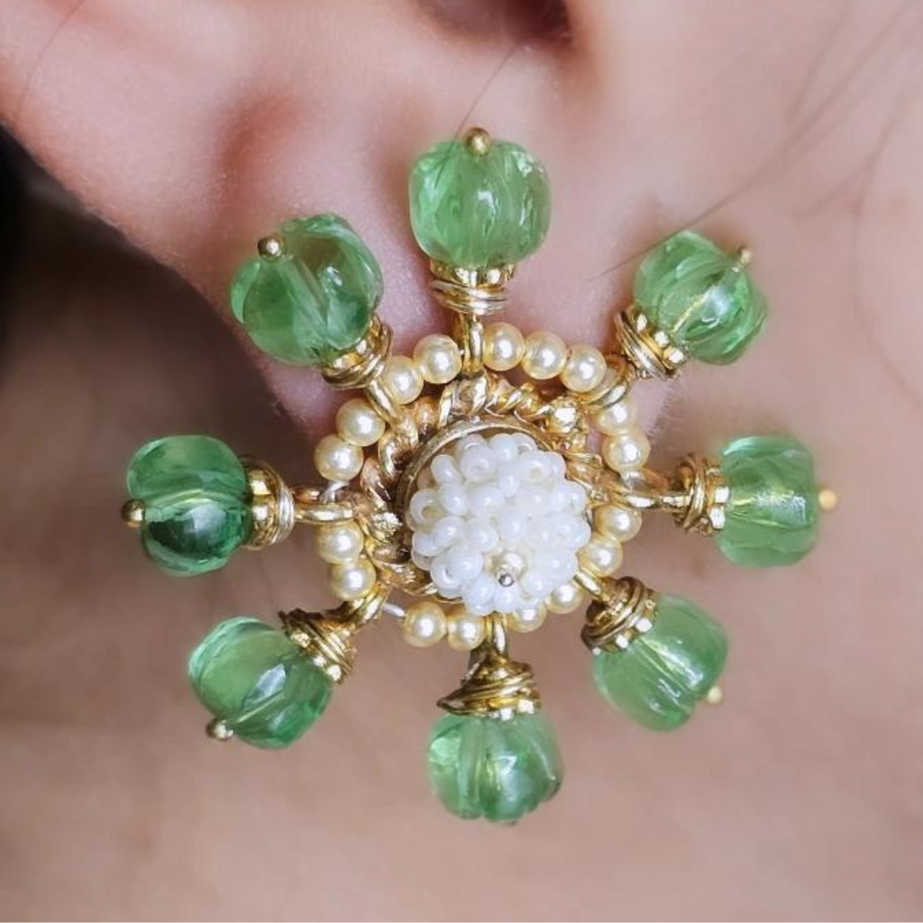 SnowFlake Earring - Green (Studs)