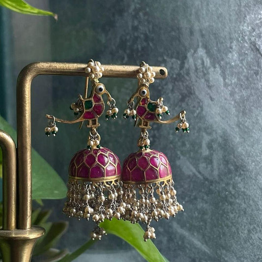 Red bird Jhumka