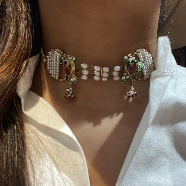 Pihu Jodi Choker (natural pearls)