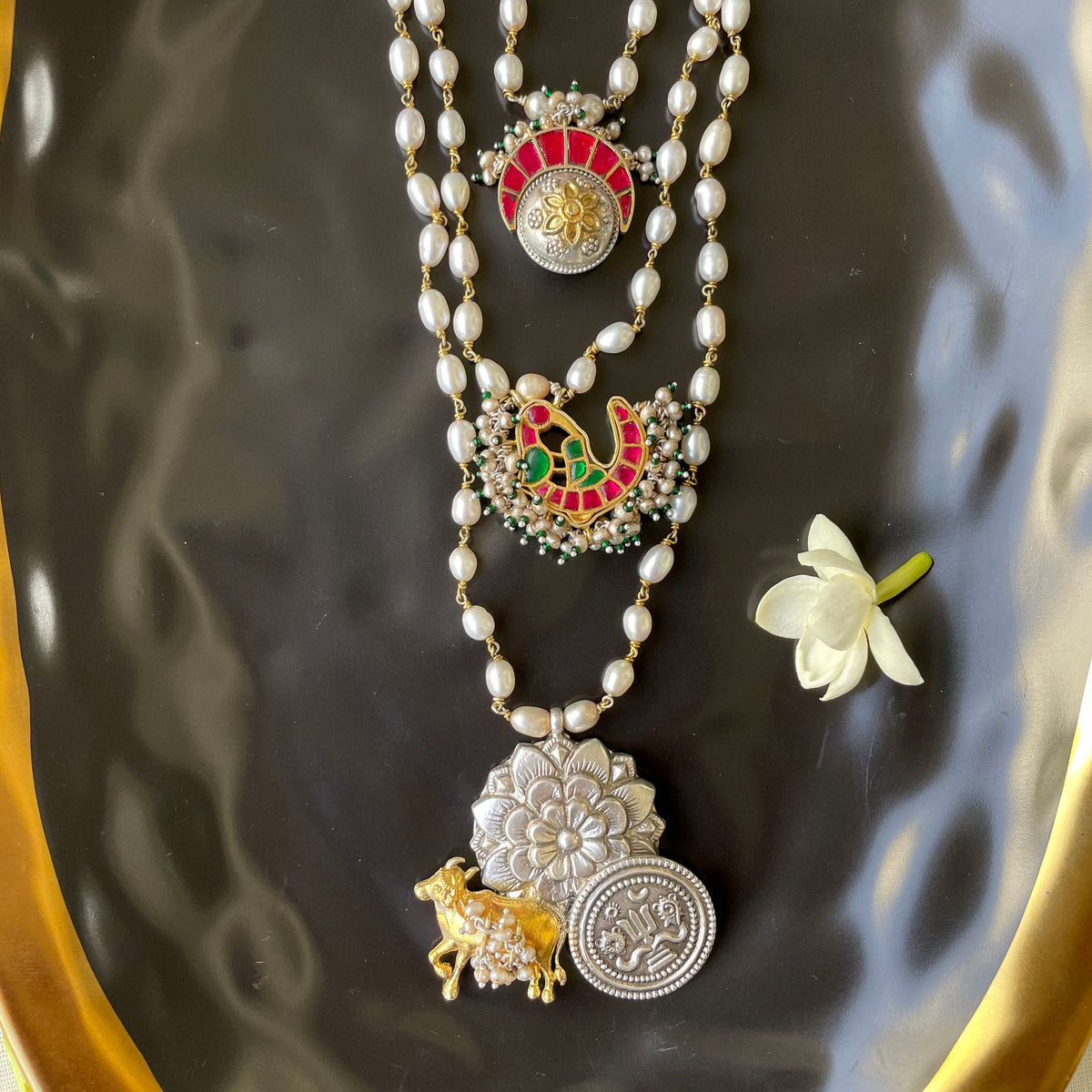 Sumi Layered Necklace (with natural pearls)