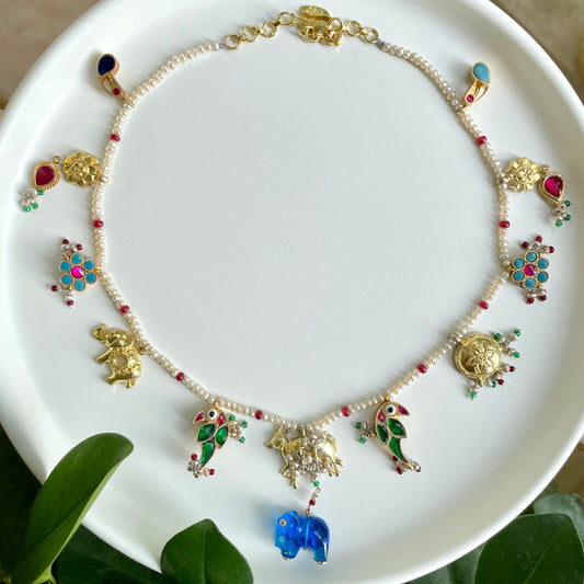 Bhumi Necklace (with blue elephant)