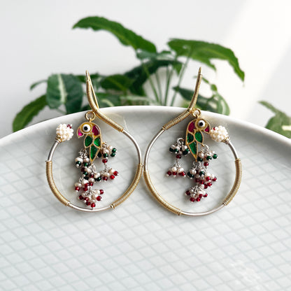 Amu Earrings (Green Bird)