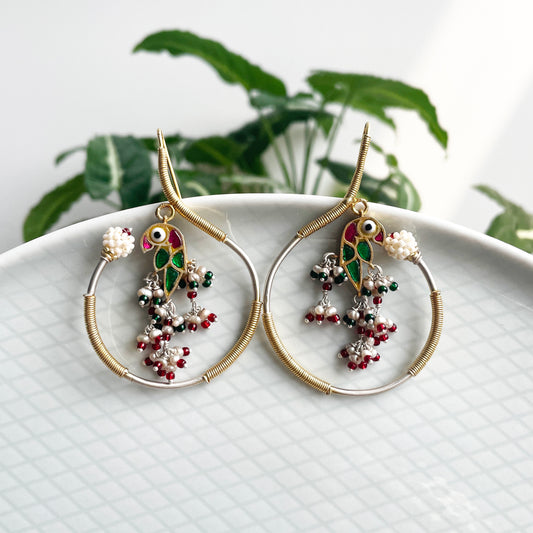 Amu Earrings (Green Bird)