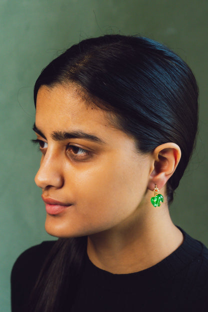 Ela studs - Green (With Flower)