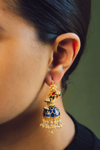 Dark Blue Bird Jhumka