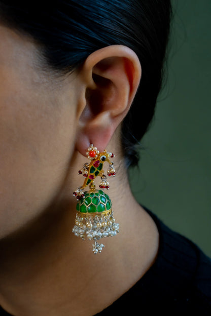 Green Bird Jhumka