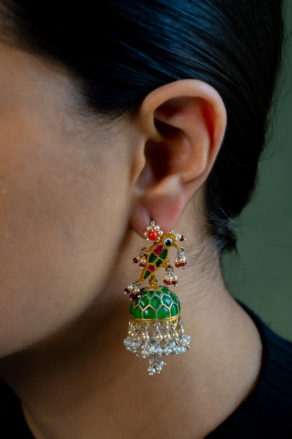 Green Bird Jhumka