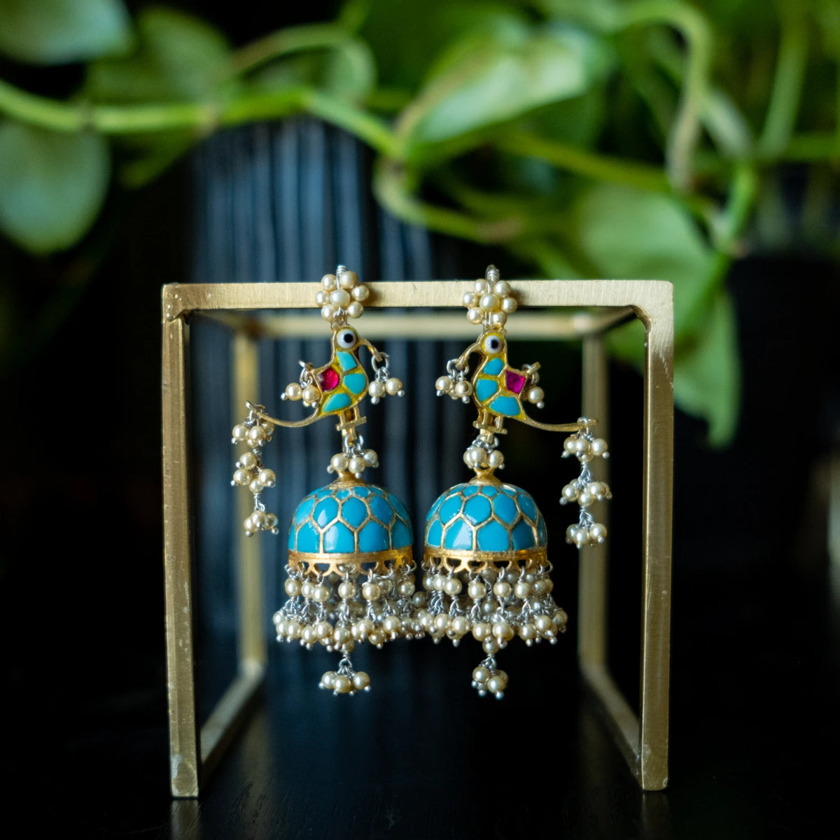 Light Blue Bird Jhumka
