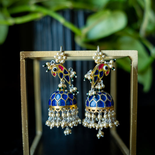 Dark Blue Bird Jhumka
