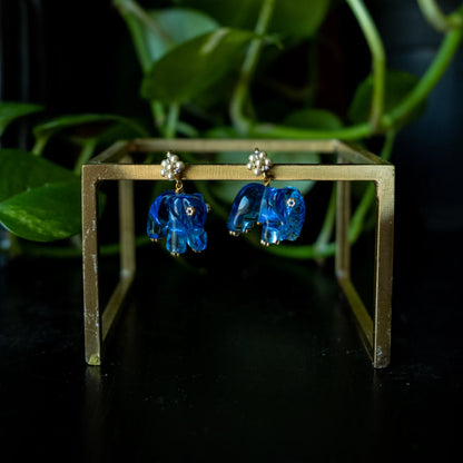 Ela Studs - Blue (With Flower)