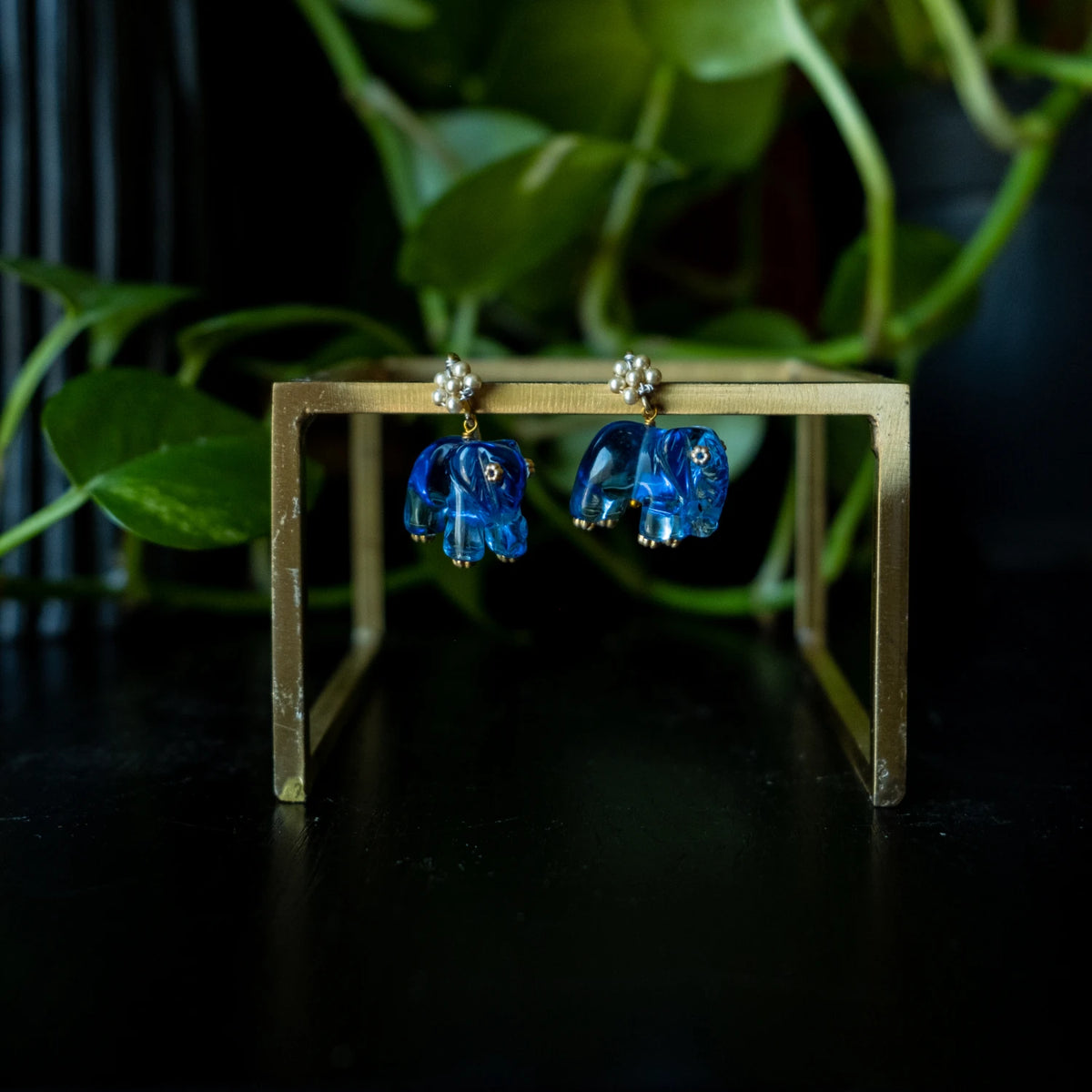 Ela Studs - Blue (With Flower)