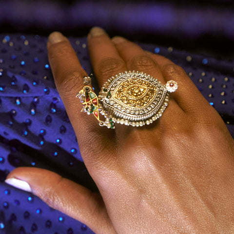 Luxury Big Flower Gold Ring Women Antique Hollow Silver Zircon Wedding Ring  Gift | eBay