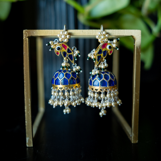Dark Blue Bird Jhumka