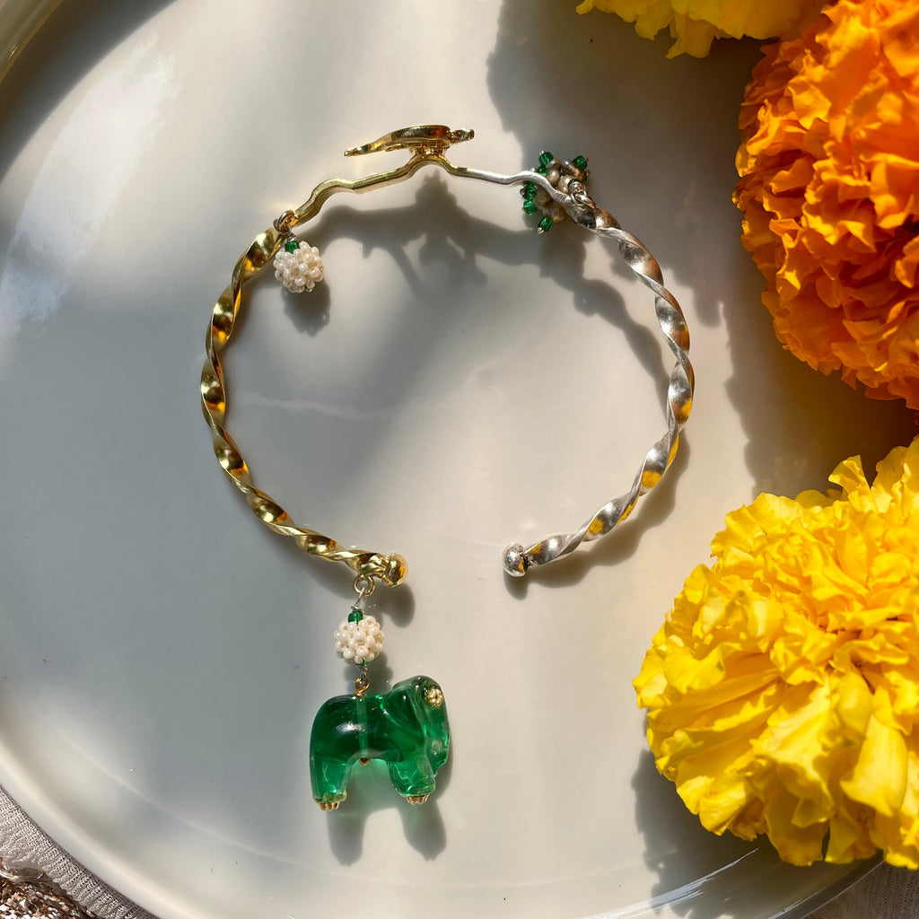 Carved Jade Bone  Porcelain Bead Charm Bracelet  Offerings Jewelry by  Sajen