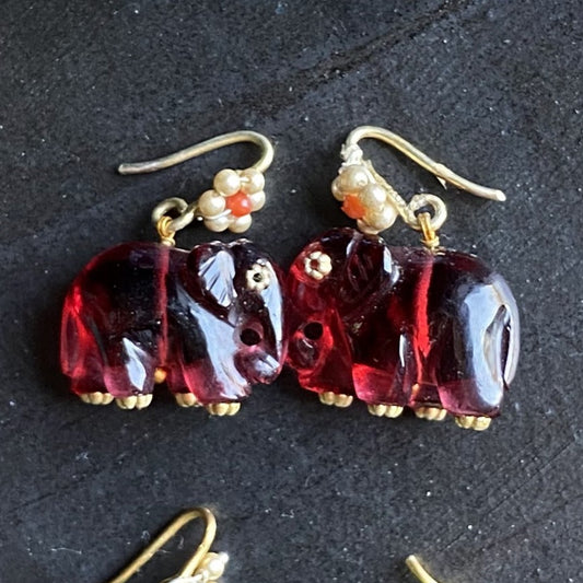 Ela Studs - Red (With Flower)